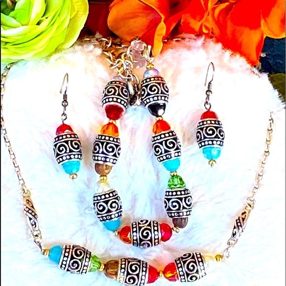 Brighton AYU RAINBOW Crystal Multi color Necklace Bracelet Earrings ultra RARE